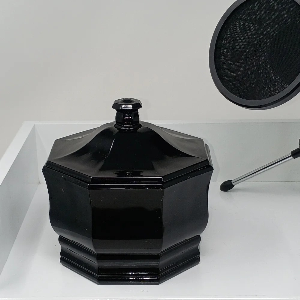 Black Octagonal Decorative Jar